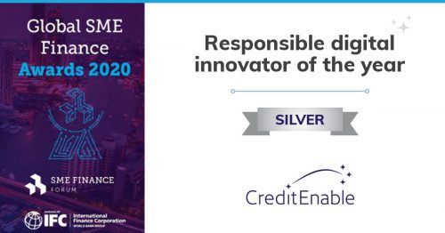 CreditEnable has received the Silver award for Responsible Digital Innovator of the Year from the International Finance Corporation (IFC) and SME Finance Forum!