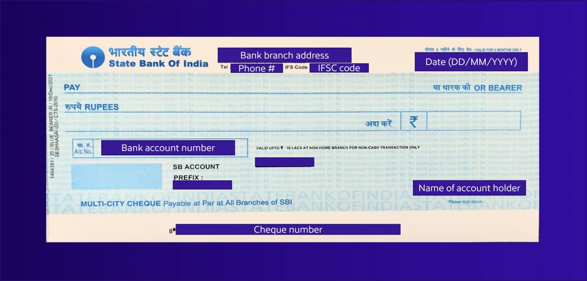 Image of a blank cheque